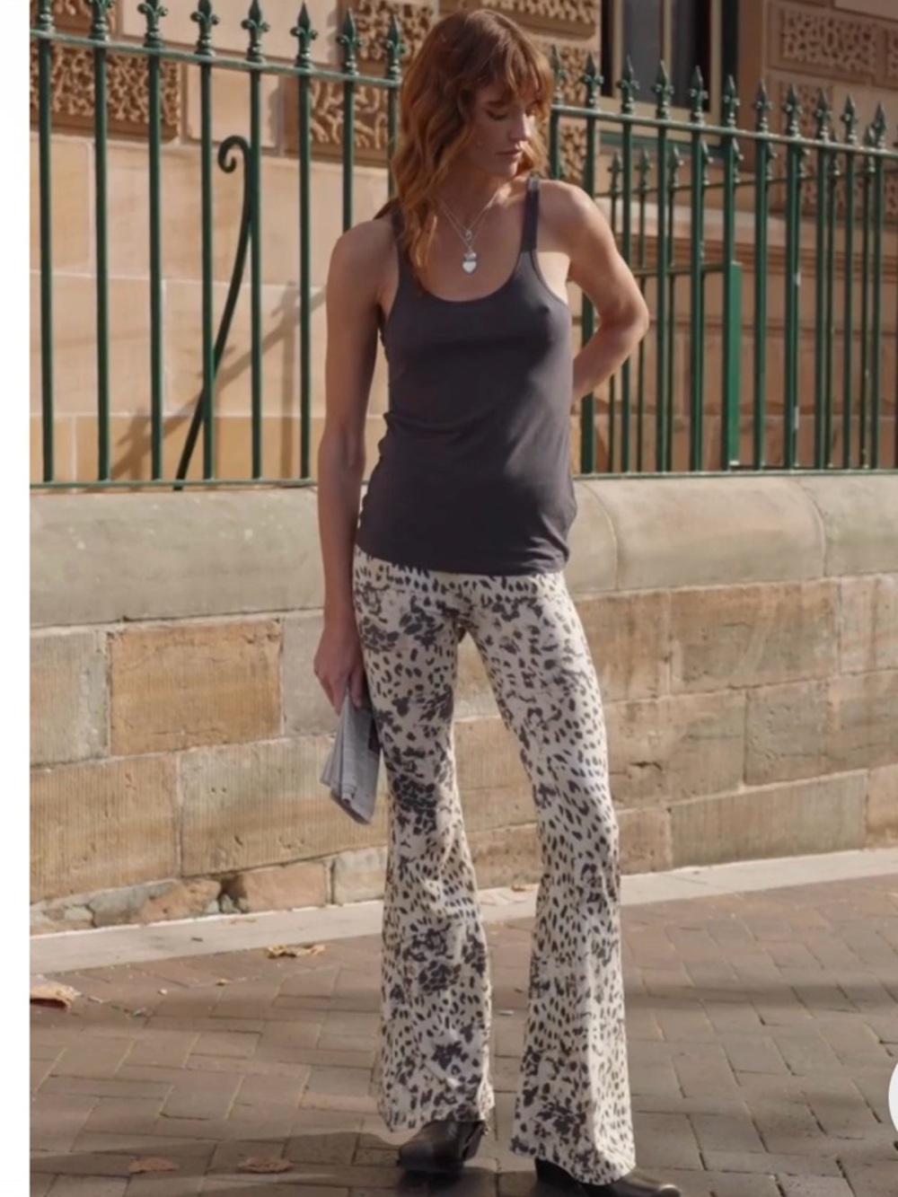 Spell Cream & Black Leopard Print Flare Pants